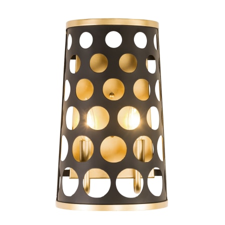 Varaluz Bailey 2 Light 12" Tall Wall Sconce Matte Black / French Gold