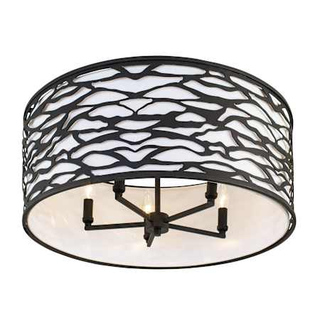 Varaluz Kato 5 Light 24" Wide Semi-Flush Drum Ceiling Fixture Carbon