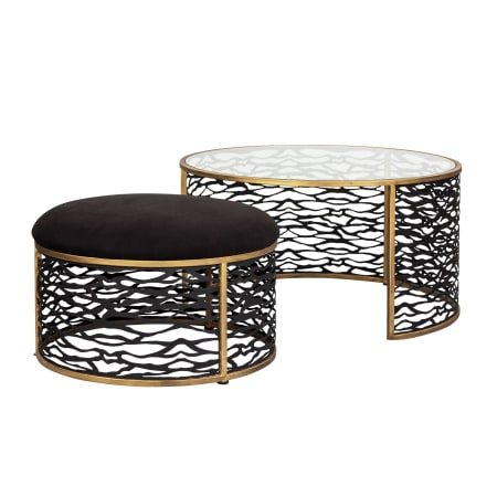 Varaluz Kato Wide Fabric, Glass, and Steel Coffee Table Havana Gold / Carbon