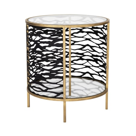 Varaluz Kato Wide Glass and Steel End Table Havana Gold / Carbon