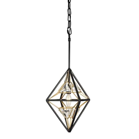 Varaluz Marcia 10" Wide Crystal Pendant Matte Black / French Gold