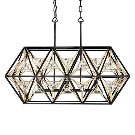 Varaluz Marcia 3 Light 28" Wide Crystal Linear Pendant Matte Black / French Gold