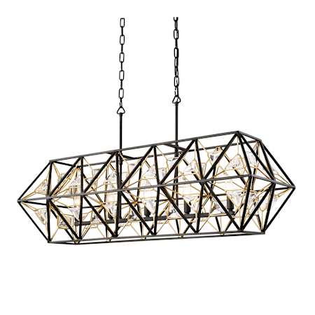 Varaluz Marcia 5 Light 42" Wide Crystal Linear Pendant Matte Black / French Gold