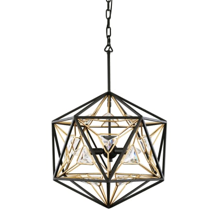 Varaluz Marcia 3 Light 18" Wide Crystal Pendant Matte Black / French Gold