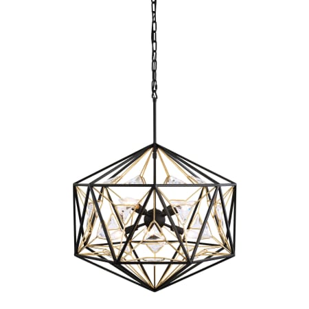 Varaluz Marcia 8 Light 24" Wide Crystal Pendant Matte Black / French Gold