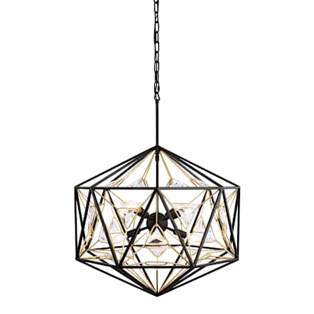 Varaluz Marcia 8 Light 24" Wide Crystal Pendant Matte Black / French Gold
