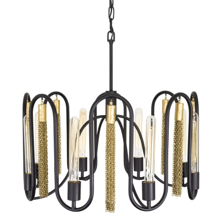 Varaluz Darden 8 Light 24" Wide Pendant Matte Black / Antique Gold