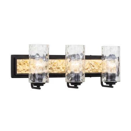 Varaluz Hammer Time 3 Light 25" Wide Vanity Light Carbon / French Gold