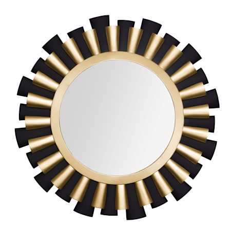 Varaluz Daphne 36" Diameter Circular Steel Framed Accent Mirror Matte Black / French Gold