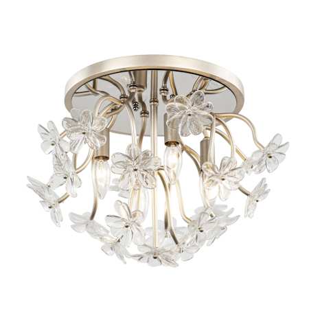 Varaluz Wildflower 4 Light 19" Wide Flush Mount Ceiling Fixture Gold Dust / Artifact