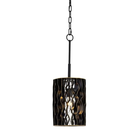Varaluz Estela 9" Wide Mini Pendant Matte Black / French Gold