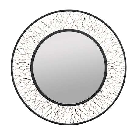 Varaluz Estela 30" Diameter Circular Steel Framed Accent Mirror Matte Black / French Gold