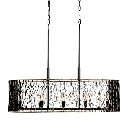 Varaluz Estela 5 Light 36" Wide Linear Pendant Matte Black / French Gold