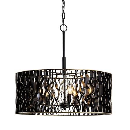 Varaluz Estela 5 Light 24" Wide Drum Chandelier Matte Black / French Gold