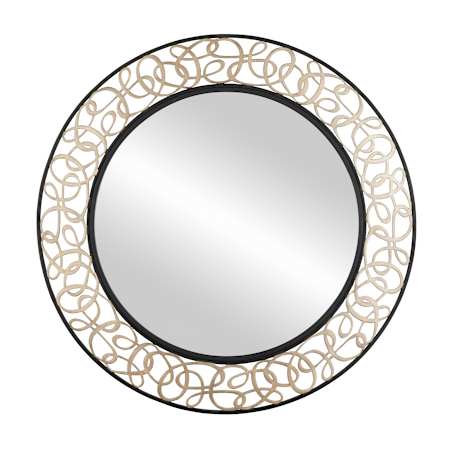 Varaluz Scribble 33" Diameter Circular Steel Framed Accent Mirror Matte Black / Artifact