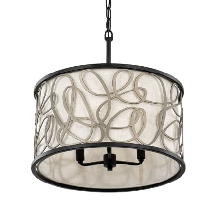 Varaluz Scribble 3 Light 18" Wide Pendant Matte Black / Artifact / Taupe
