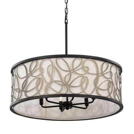 Varaluz Scribble 6 Light 28" Wide Drum Chandelier Matte Black / Artifact / Taupe