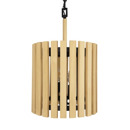 Varaluz Suratto 2 Light 12" Wide Wood Pendant Matte Black / Honey Blonde