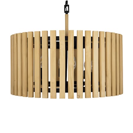 Varaluz Suratto 6 Light 24" Wide Wood Pendant Matte Black / Honey Blonde
