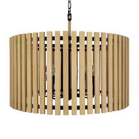 Varaluz Suratto 8 Light 30" Wide Wood Pendant Matte Black / Honey Blonde