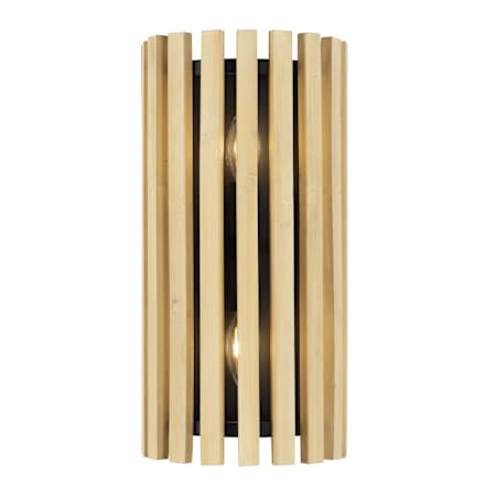 Varaluz Suratto 2 Light 16" Tall Wall Sconce Matte Black / Honey Blonde