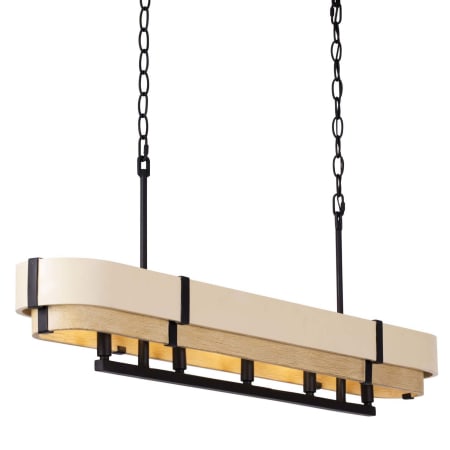 Varaluz Blonde Moment 5 Light 47" Wide Wood Linear Pendant Matte Black / Honey / Medium Oak
