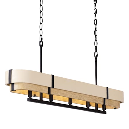 Varaluz Blonde Moment 5 Light 47" Wide Wood Linear Pendant Matte Black / Honey / Medium Oak