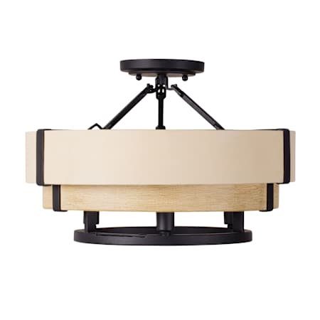 Varaluz Blonde Moment 3 Light 17" Wide Semi-flush Ceiling Fixture Matte Black / Honey / Medium Oak