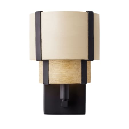 Varaluz Blonde Moment 11" Tall Wall Sconce Matte Black / Honey / Medium Oak