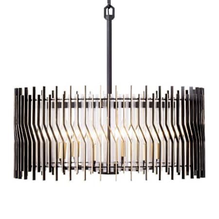 Varaluz Park Row 6 Light 24" Wide Pendant Matte Black / French Gold