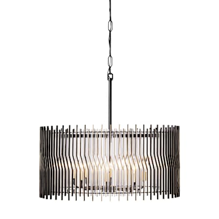 Varaluz Park Row 8 Light 32" Wide Pendant Matte Black / French Gold