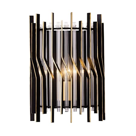 Varaluz Park Row 11" Tall Wall Sconce Matte Black / French Gold