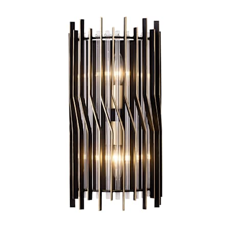 Varaluz Park Row 2 Light 16" Tall Wall Sconce Matte Black / French Gold