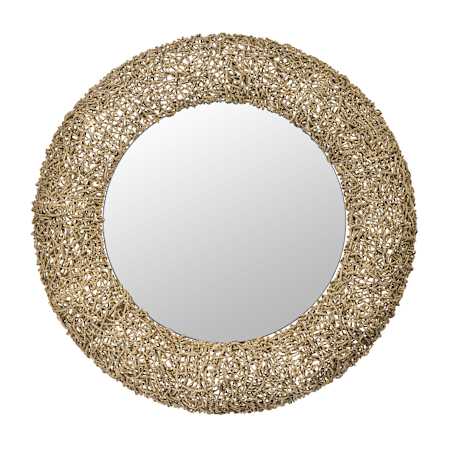 Varaluz Tangled 33" Diameter Circular Flat Wicker Framed Accent Mirror Natural / Tan / Beige / Brown