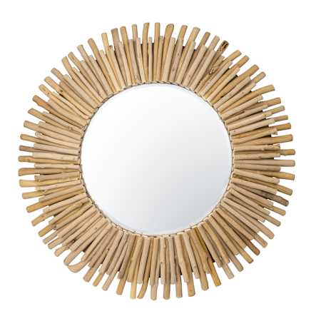 Varaluz Drifter 34" Circular / Sunburst Flat Wood Framed Accent Mirror Natural / Tan / Beige / Brown