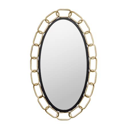 Varaluz Chains of Love 24" W x 40" H Oval Steel Framed Accent Mirror Matte Black / Textured Gold