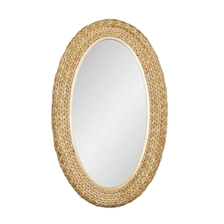 Varaluz Athena 24-1/4" Wide X 40-1/4" High Oval Beveled Fabric Framed Accent Mirror French Gold / Natural Seagrass