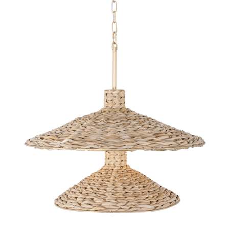 Varaluz Hilton Head 9 Light 26" Wide Pendant French Gold / Natural Seagrass