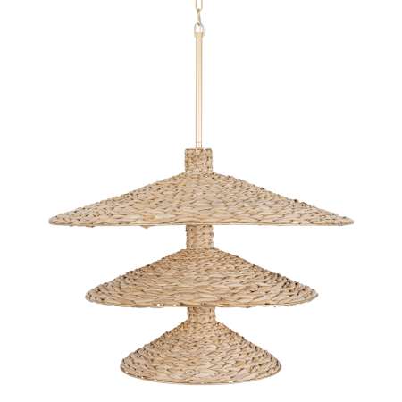 Varaluz Hilton Head 15 Light 34" Wide Pendant French Gold / Natural Seagrass
