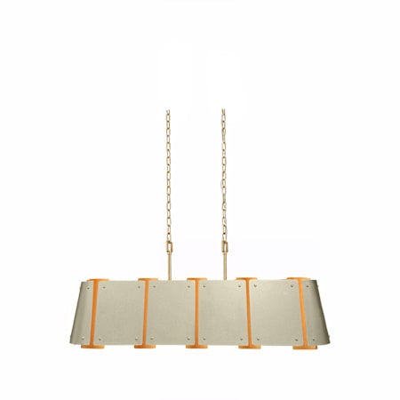 Varaluz Peep Show 6 Light 42" Wide Linear Chandelier Sunwashed Silver / Brushed Sienna