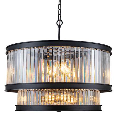 Varaluz Double Take 14 Light 30" Wide Crystal Pendant Heritage Black