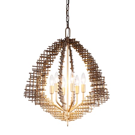 Varaluz Construct 6 Light 23" Wide Taper Candle Pendant Dark Bronze / French Gold