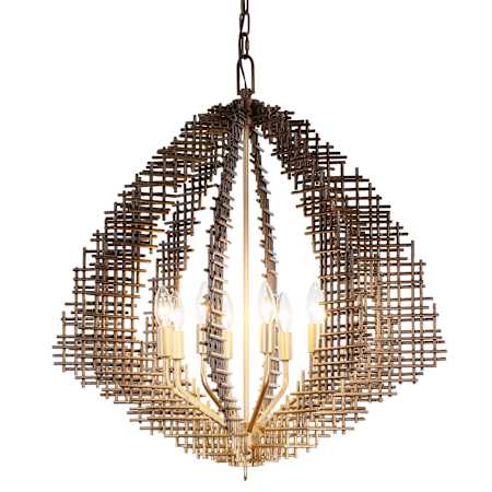 Varaluz Construct 8 Light 28" Wide Taper Candle Pendant Dark Bronze / French Gold