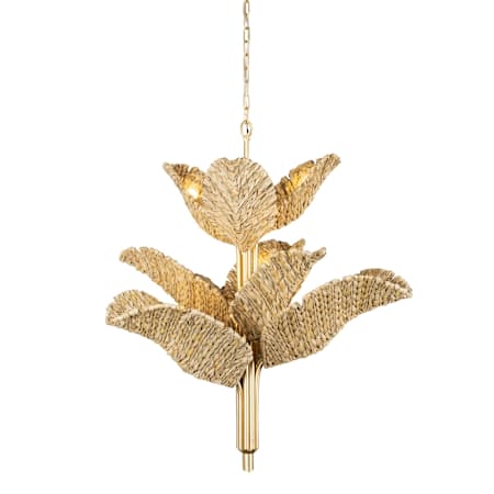 Varaluz Banana Leaf 9 Light 37" Wide Abstract Candle Style Chandelier French Gold / Natural Seagrass