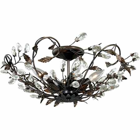 Vaxcel Lighting Jardin 4 Light 19" Wide Flush Mount Indoor Ceiling Fixture with Accent Crystal Beads - 19 Inches Wide Architectural Bronze