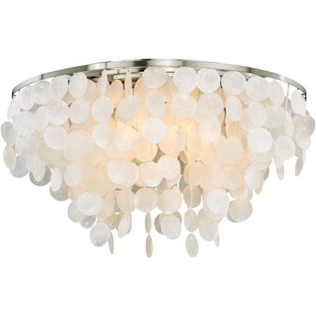 Vaxcel Lighting Elsa 5 Light 24" Wide Flush Mount Ceiling Fixture with Capiz Shells Satin Nickel