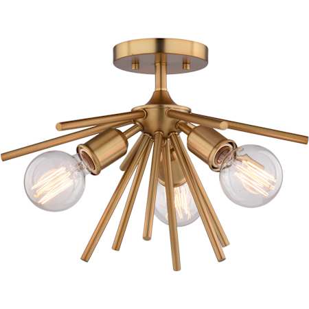 Vaxcel Lighting Estelle 3 Light 17" Wide Flush Mount Ceiling Fixture Natural Brass