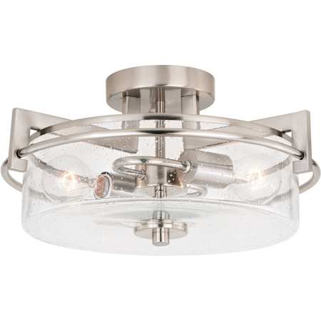 Vaxcel Lighting Addison 2 Light 15" Wide Semi-Flush Drum Ceiling Fixture Satin Nickel