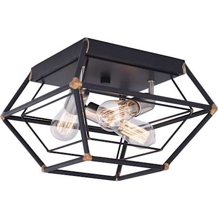 Vaxcel Lighting Bartlett 3 Light 18" Wide Flush Mount Ceiling Fixture Oil Rubbed Bronze and Satin Nickel