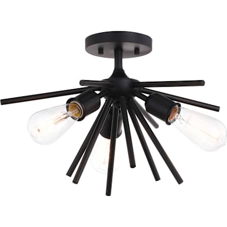 Vaxcel Lighting Estelle 3 Light 17" Wide Semi-Flush Ceiling Fixture Matte Black